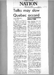 Talks may slow Quebec accord