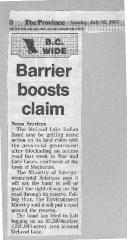 Barrier boosts claim
