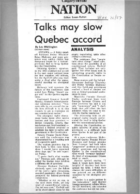 Talks may slow Quebec accord