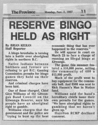 Reserve Bingo Held as Right