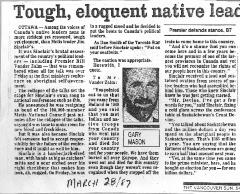 Tough, eloquent native leader tonguelashes premiers