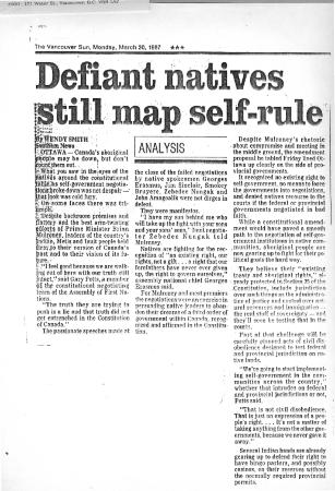 Defiant natives still map self-rule
