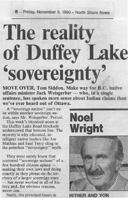The reality of Duffey Lake 'sovereignty'