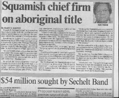 Squamish chief firm on aboriginal title