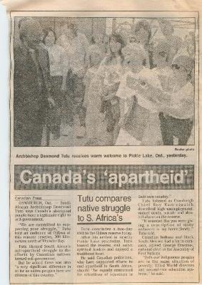 Canada's apartheid': Tutu compares native struggle to S. Africa's