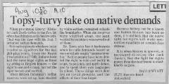Topsy-turvy take on native demands