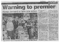 Warning to premier: Accept demand or face new action