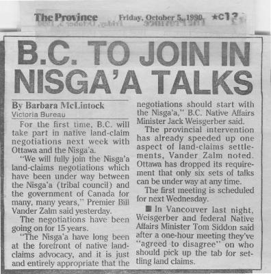 BC to join Nisga'a Talks