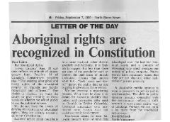 Aboriginal rights are recognized in Constitution