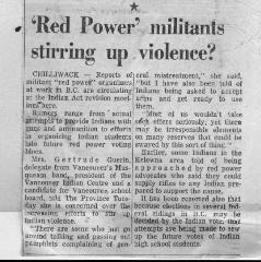 "Red Power" militants stirring up violence?