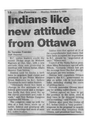 Indians like new attitude from Ottawa