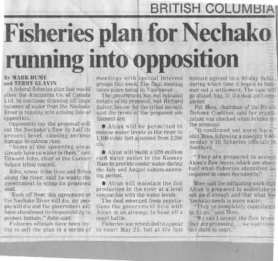 Fisheries plan for Nechako running into opposition