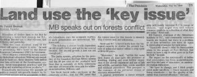 Land use the 'key issue': MB speaks out on forests conflict