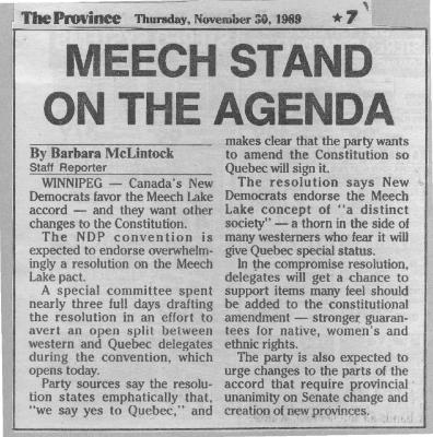 Meech Stand On the Agenda
