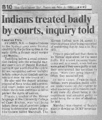 Indians treated badly by courts, inquiry told