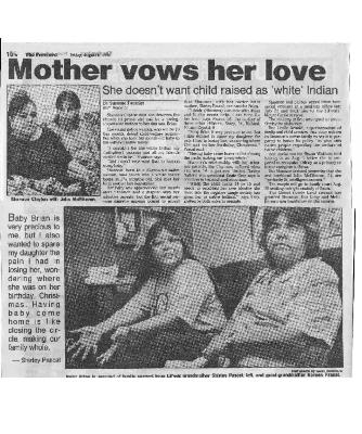 Mother vows her love: She doesn't want child raised as 'white' Indian