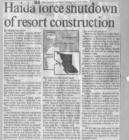 Haida force shutodwn of resort construction