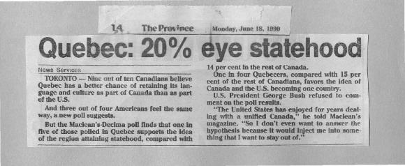Quebec: 20% eye statehood