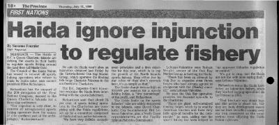 Haida ignore injunction to regulate fishery