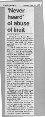 Never heard' of abuse of Inuit