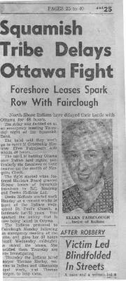 Squamish Tribe Delays Ottawa Fight: Foreshore Leases Spark Row with Fairclough