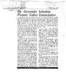 Sir Alexander Johnston PIoneer Native Emancipator