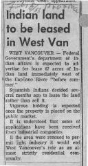 Indian land to be leased in West Van