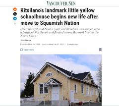 Kitsilano's landmark little yellow schoolhouse begins new life after move to Squamish Nation