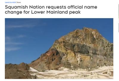 Squamish Nation requests official name change for Lower Mainland peak