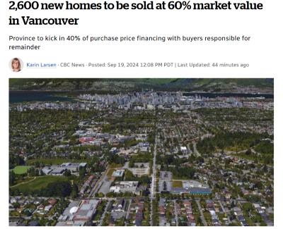 2,600 new homes to be sold at 60% market value in Vancouver